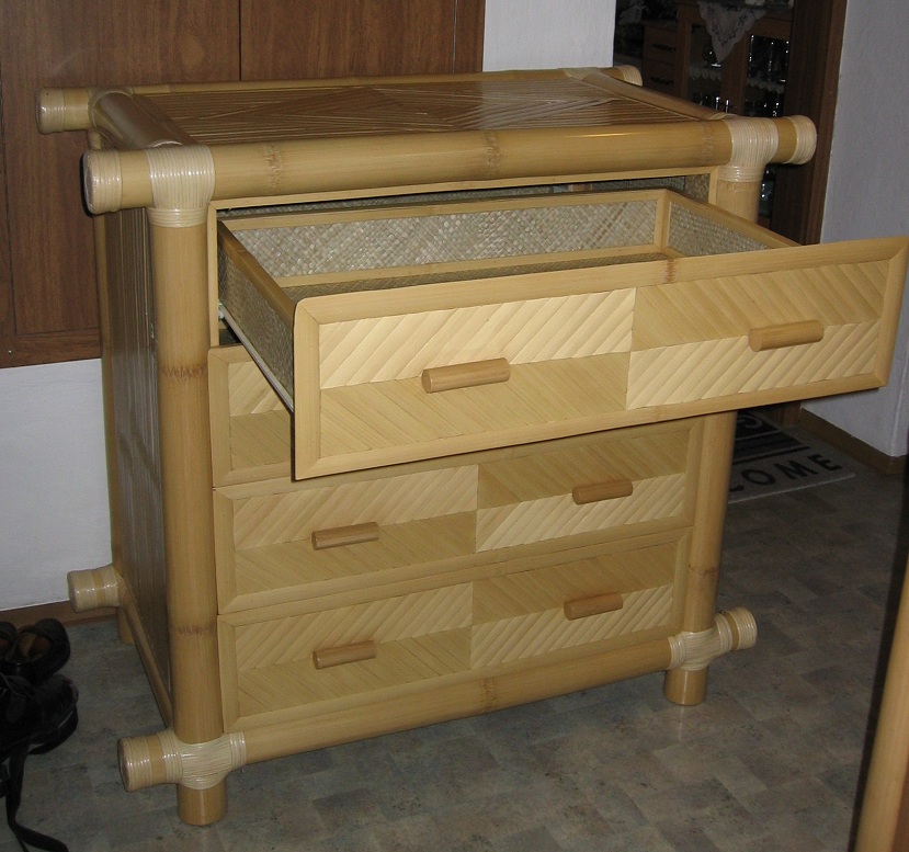 Bambusmöbel - Bambusschränke, die neue Kommode mit 4 Laden